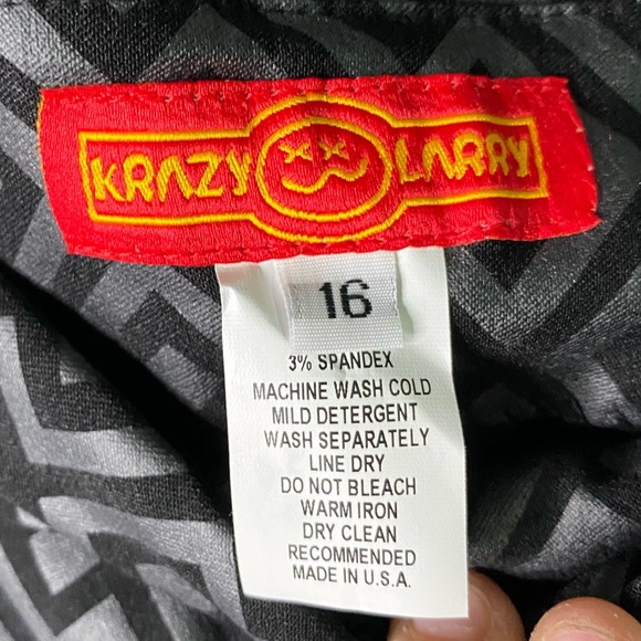 Krazy Larry | Size 16 Black Geometric Pull-On Ankle Pant - Picture 3 of 5